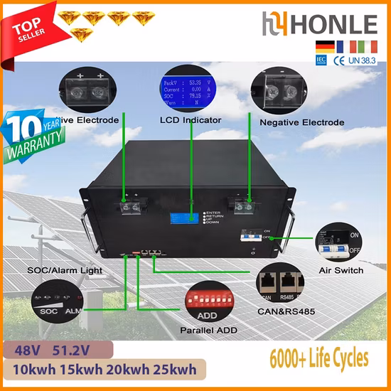 Bateria de íon de lítio Pytes 48V 10kw 15kw 20kw 50kw 100kw